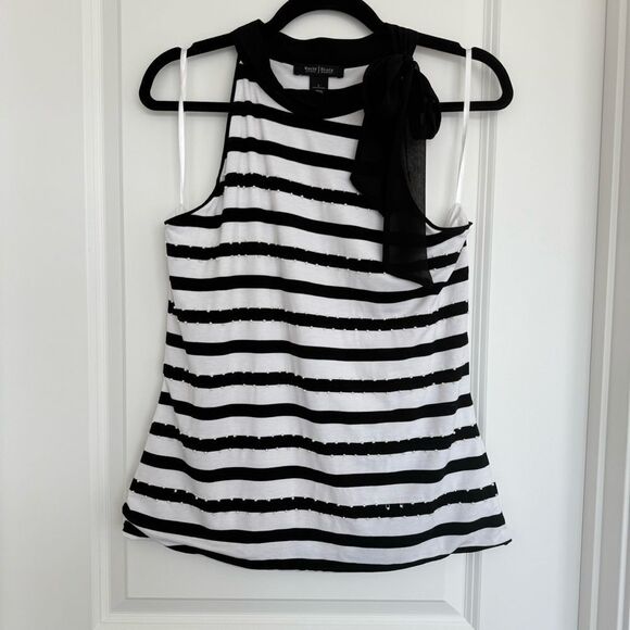 White House Black Market Tops - WHITE HOUSE BLACK MARKET | striped halter top with tie detail